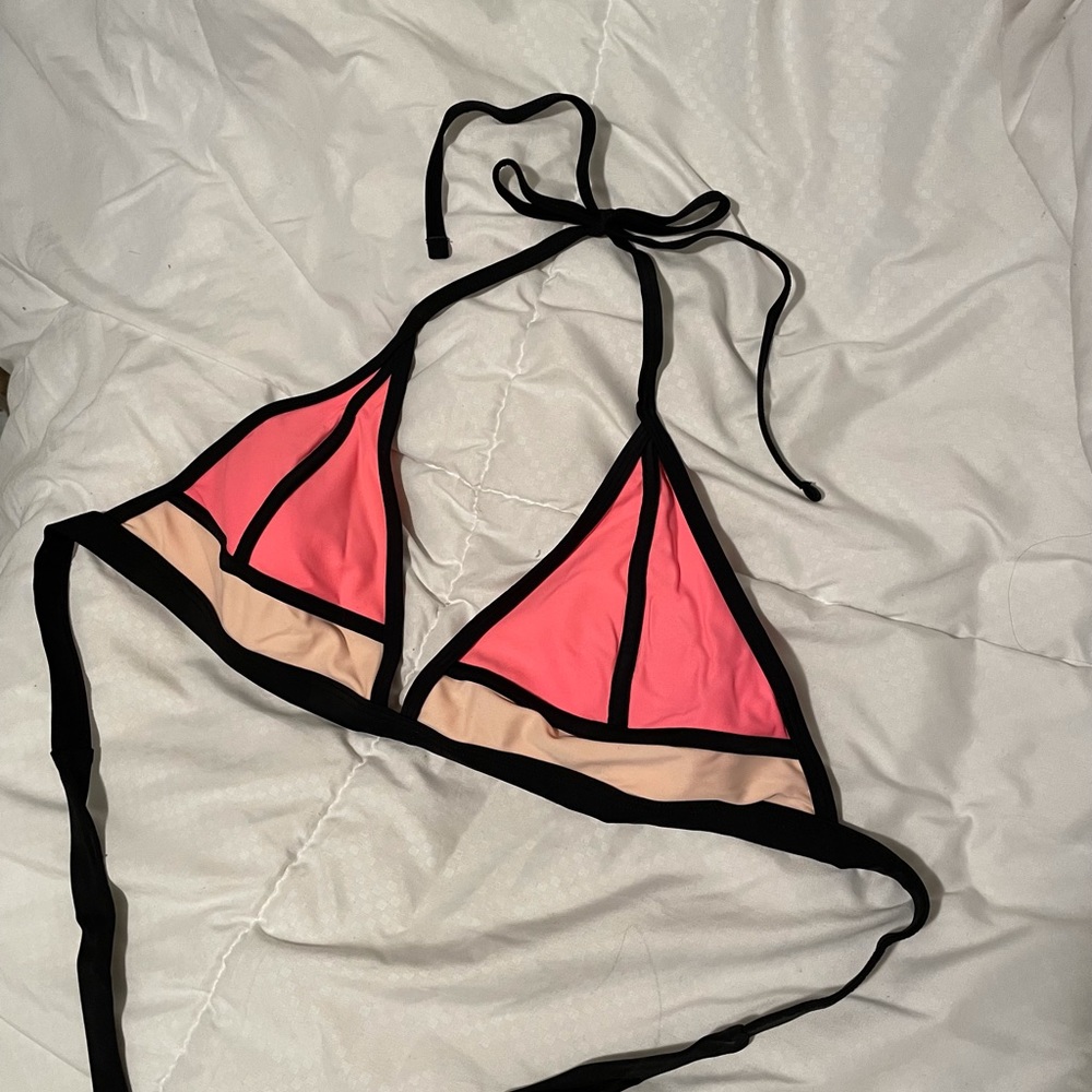 Neon pink bathing suit top - triangle